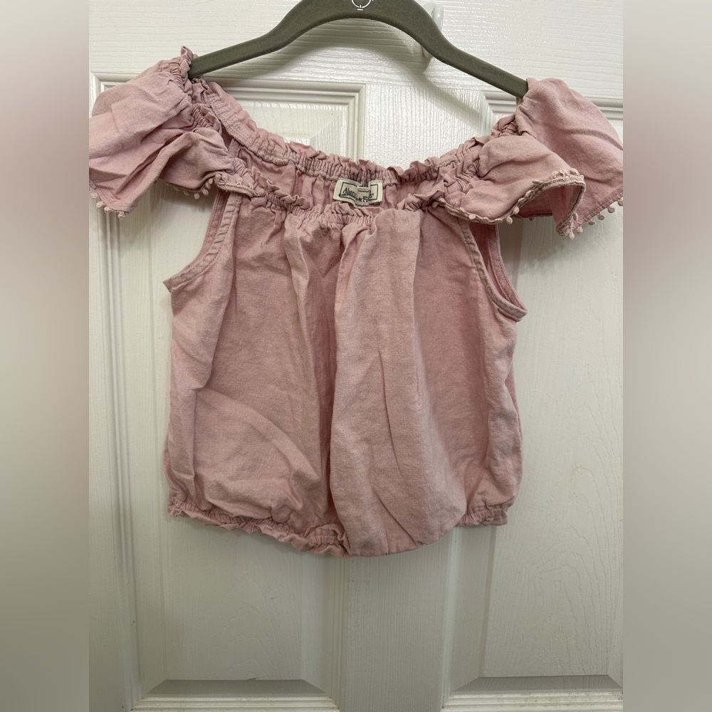 Abercrombie & Fitch Linen & Cotton blend Pink off the shoulder Crop Top size S